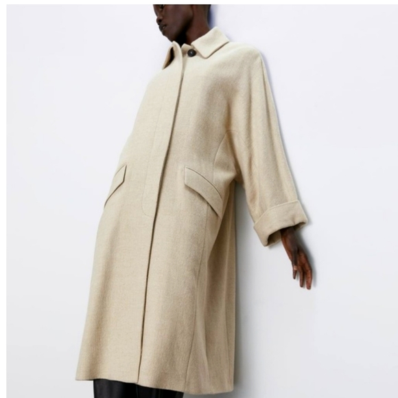 Zara Long Oversized Wool Blend Winter Coat